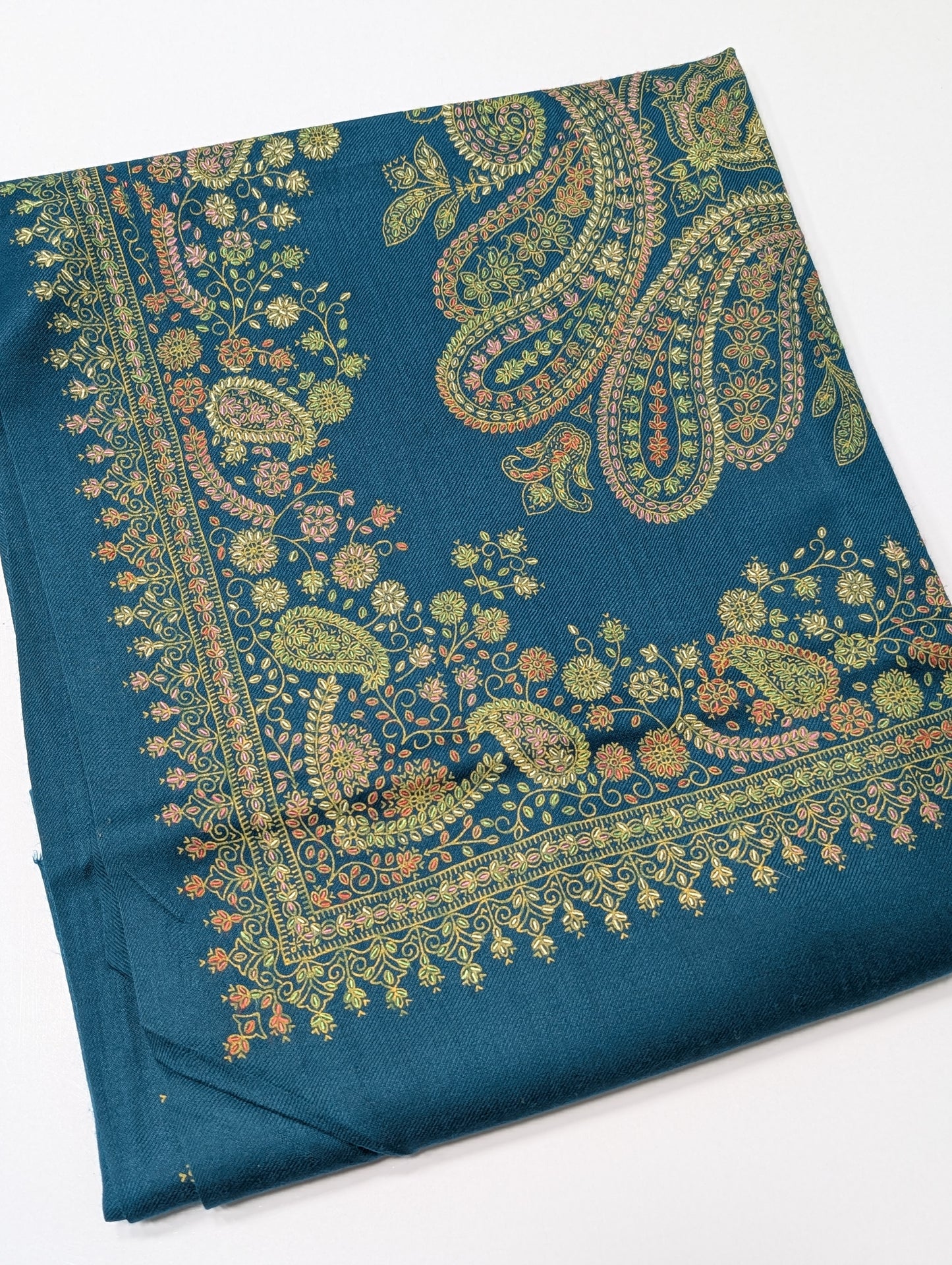 Pashmina Shawl | Hand Embroidery Beautiful Shawl in Sale | Dark Ferozi