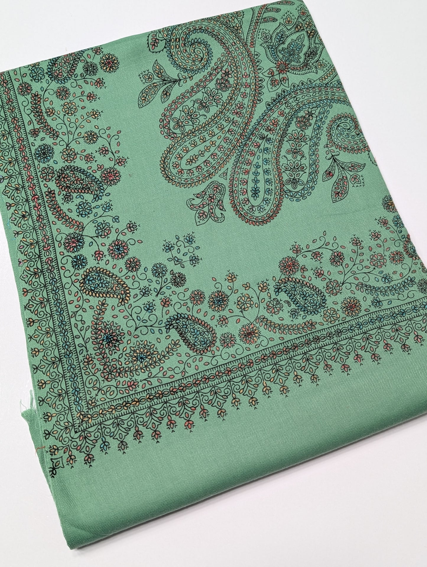 Pashmina Shawl | Hand Embroidery Beautiful Shawl in Sale | Pista Green