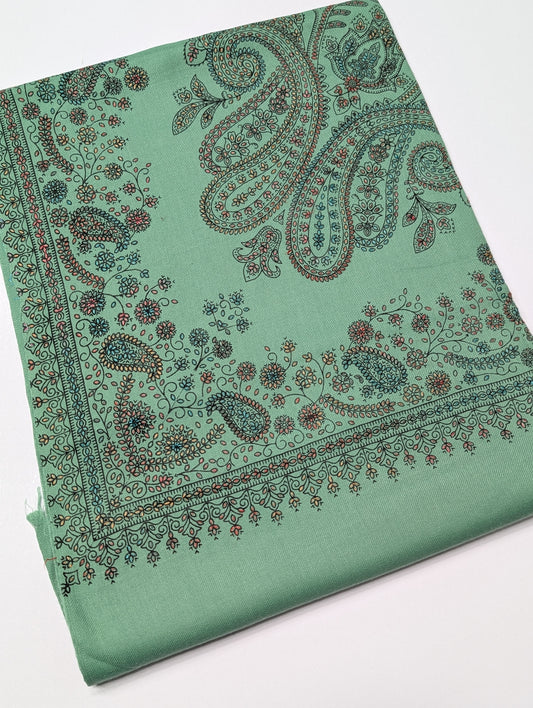 Pashmina Shawl | Hand Embroidery Beautiful Shawl in Sale | Pista Green