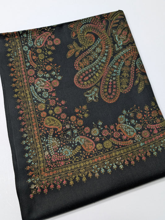 Pashmina Shawl | Hand Embroidery Beautiful Shawl in Sale | Black
