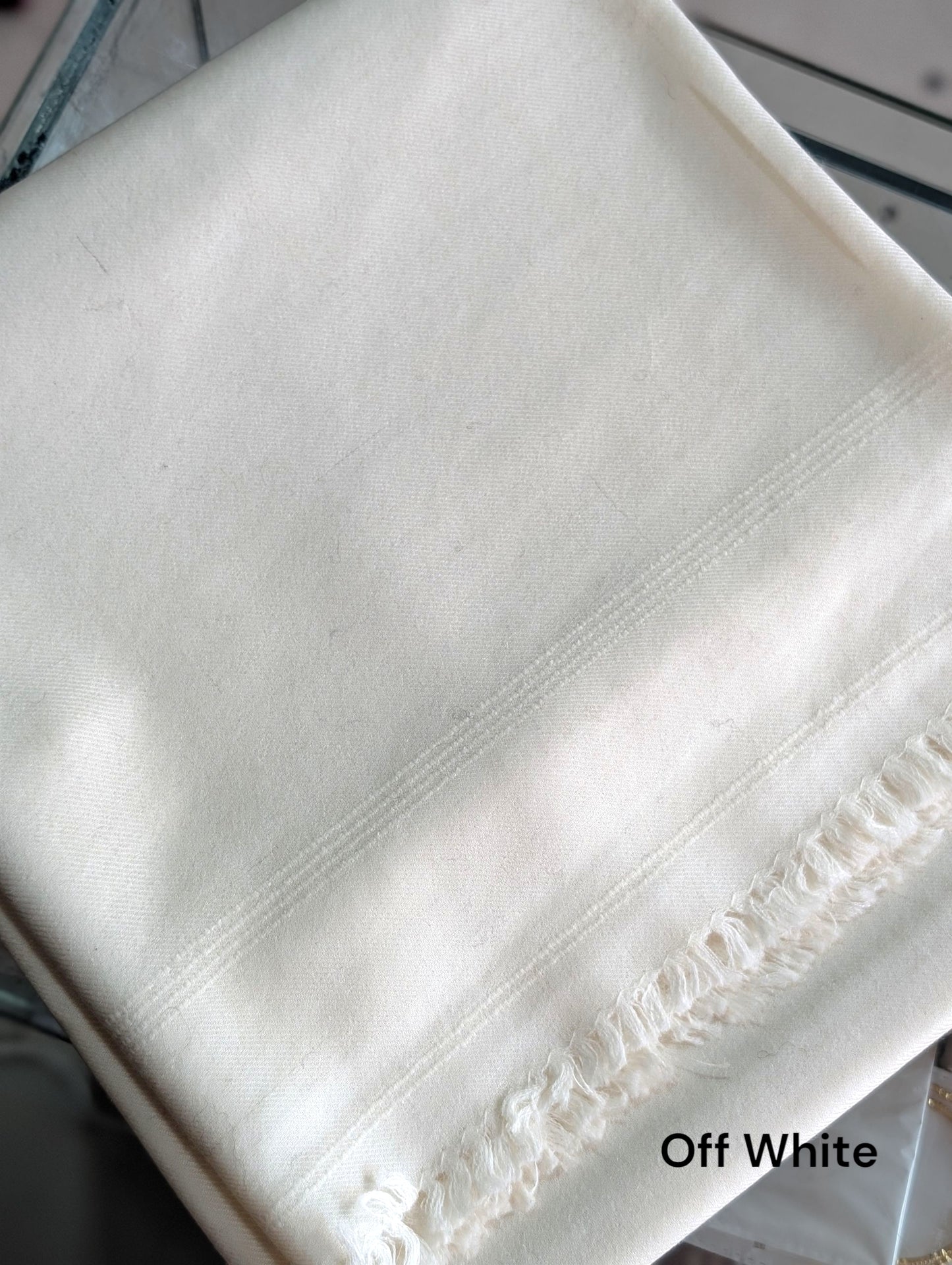 Gents Shawl | Same Border Pure, Fine and Soft Wool Islampur Swat Khaddi Made Shawl | Off White
