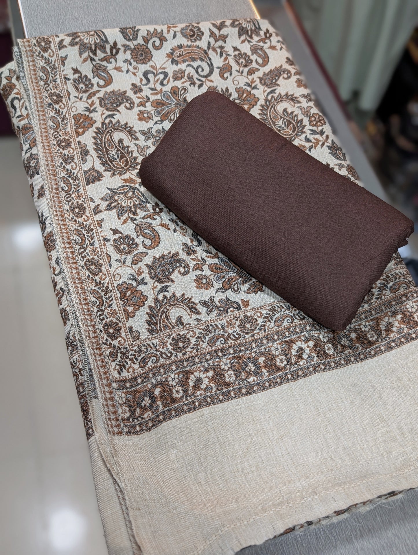 Pashmina 3 Piece Suit | Kani Pashmina Shawl With Marina Suit
