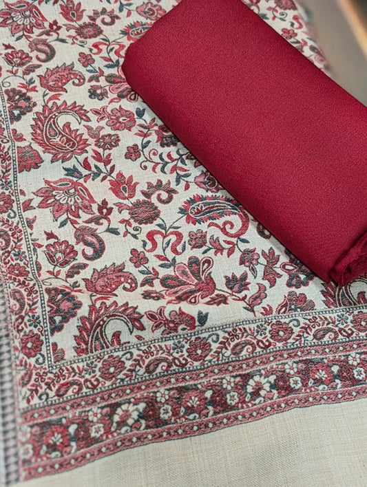 Pashmina 3 Piece Suit | Kani Pashmina Shawl With Marina Suit