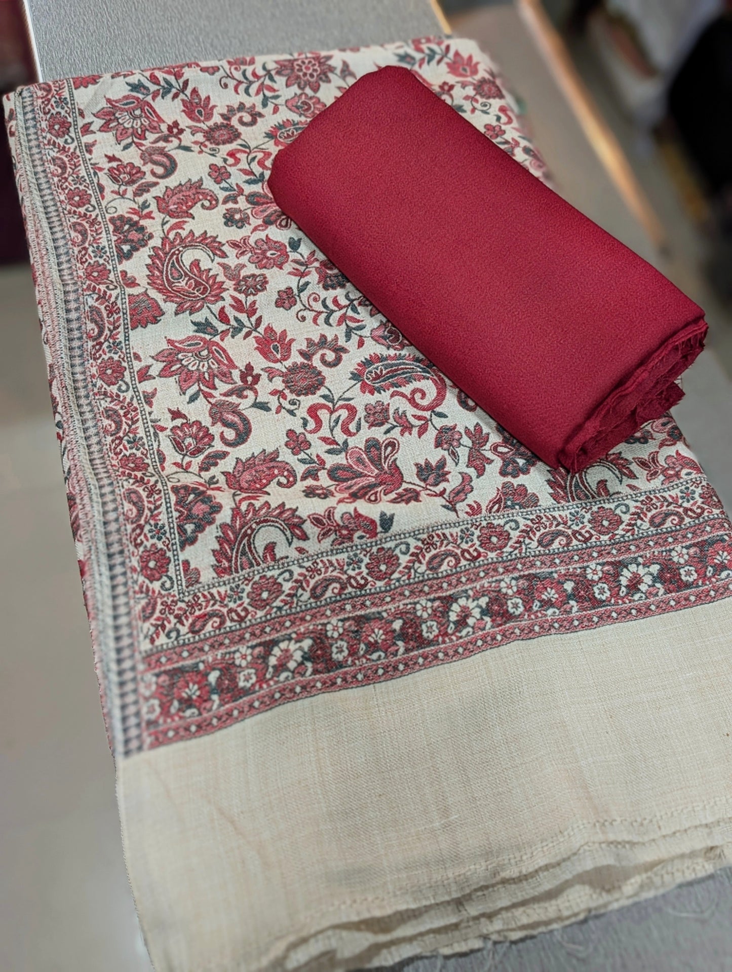 Pashmina 3 Piece Suit | Kani Pashmina Shawl With Marina Suit