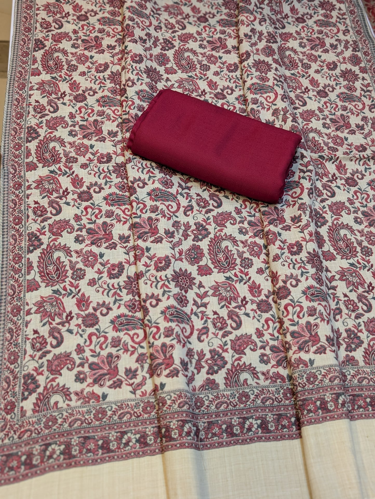 Pashmina 3 Piece Suit | Kani Pashmina Shawl With Marina Suit