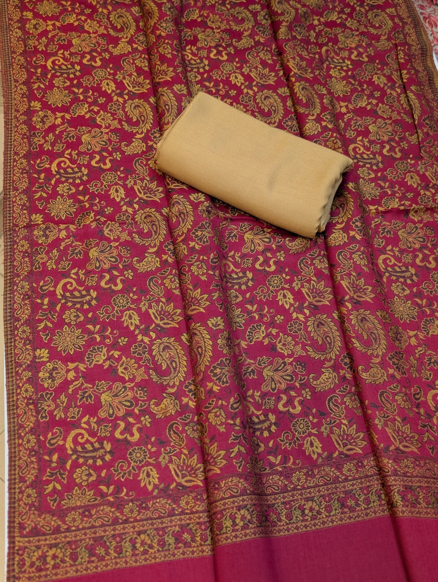 Pashmina 3 Piece Suit | Kani Pashmina Shawl With Marina Suit