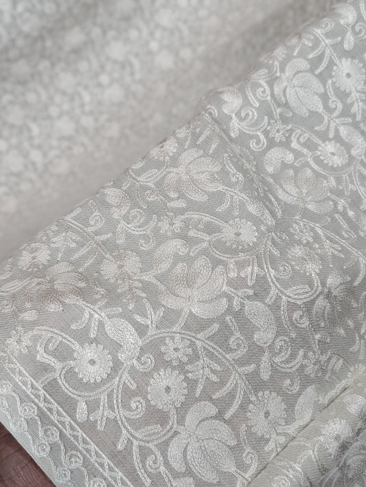 Pashmina Embroidered Shawl | Kashmiri Aar Work Embroidery Perfect Gift in Sale Price White