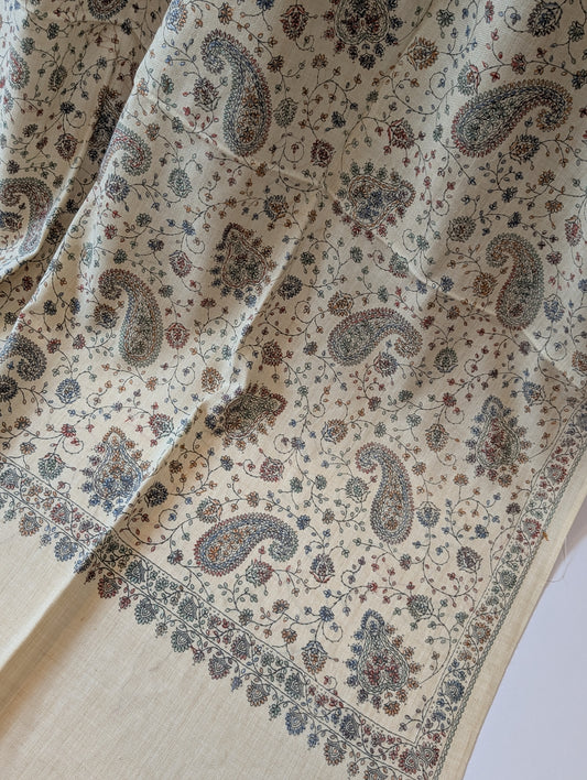 Pashmina Shawl Jaal | Hand Embroidery and Print Beautiful Shawl in Sale | Light Skin