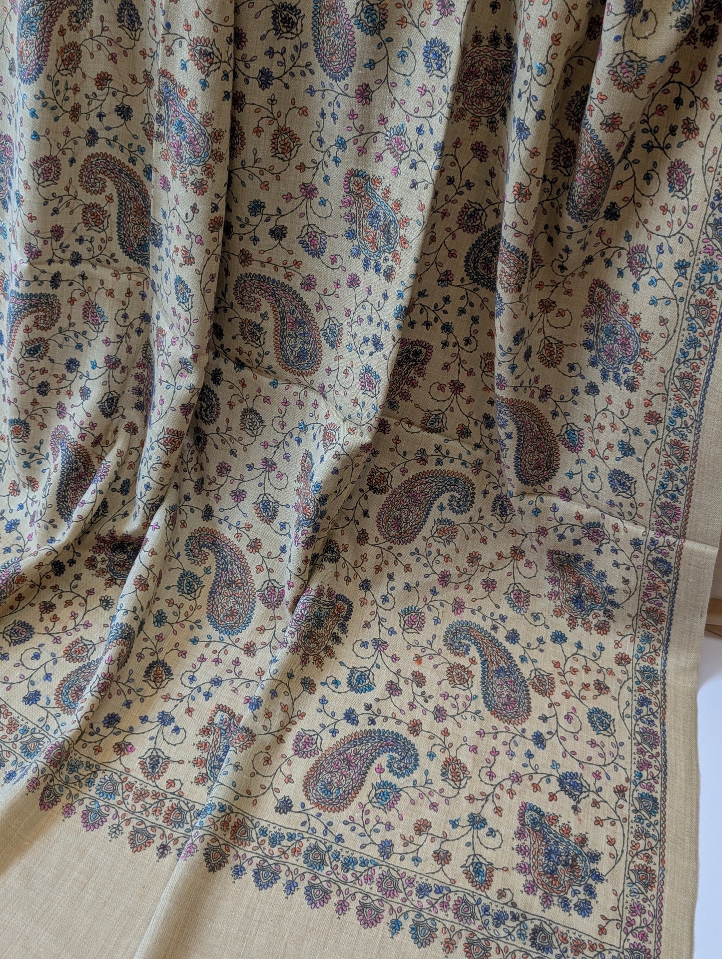 Pashmina Shawl Jaal | Hand Embroidery and Print Beautiful Shawl in Sale | Dark Skin