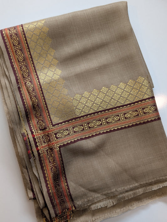Pashmina Banarsi Border Shawl Full Length | Skin