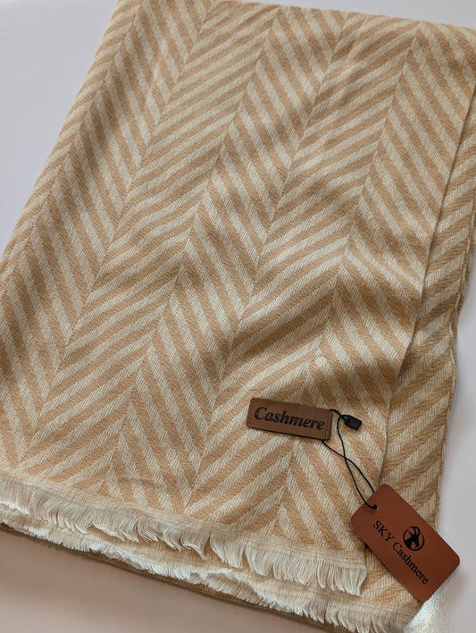 Plain ZigZag Design Sky Cashmere Stole | Skin