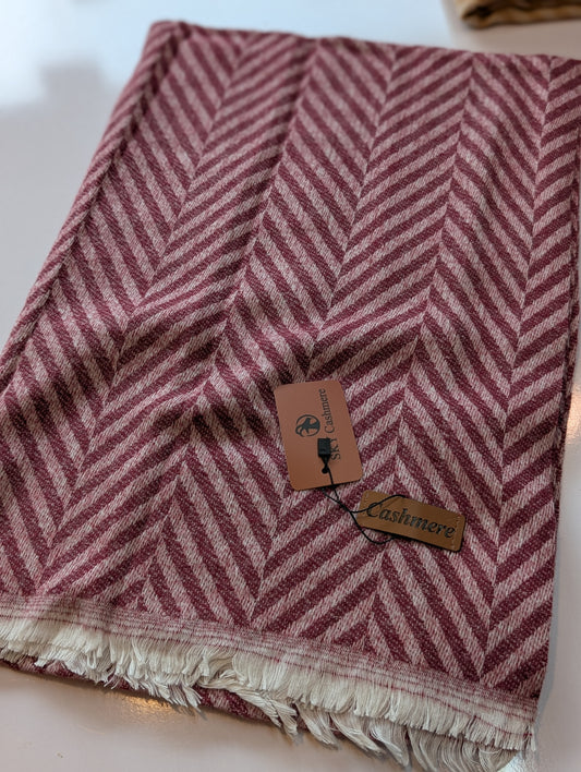 Plain ZigZag Design Sky Cashmere Stole | Maroon