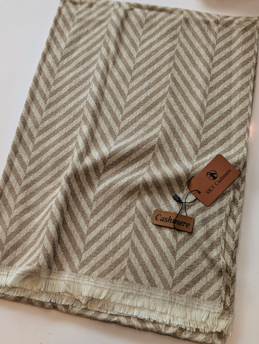 Plain ZigZag Design Sky Cashmere Stole | Dark Skin