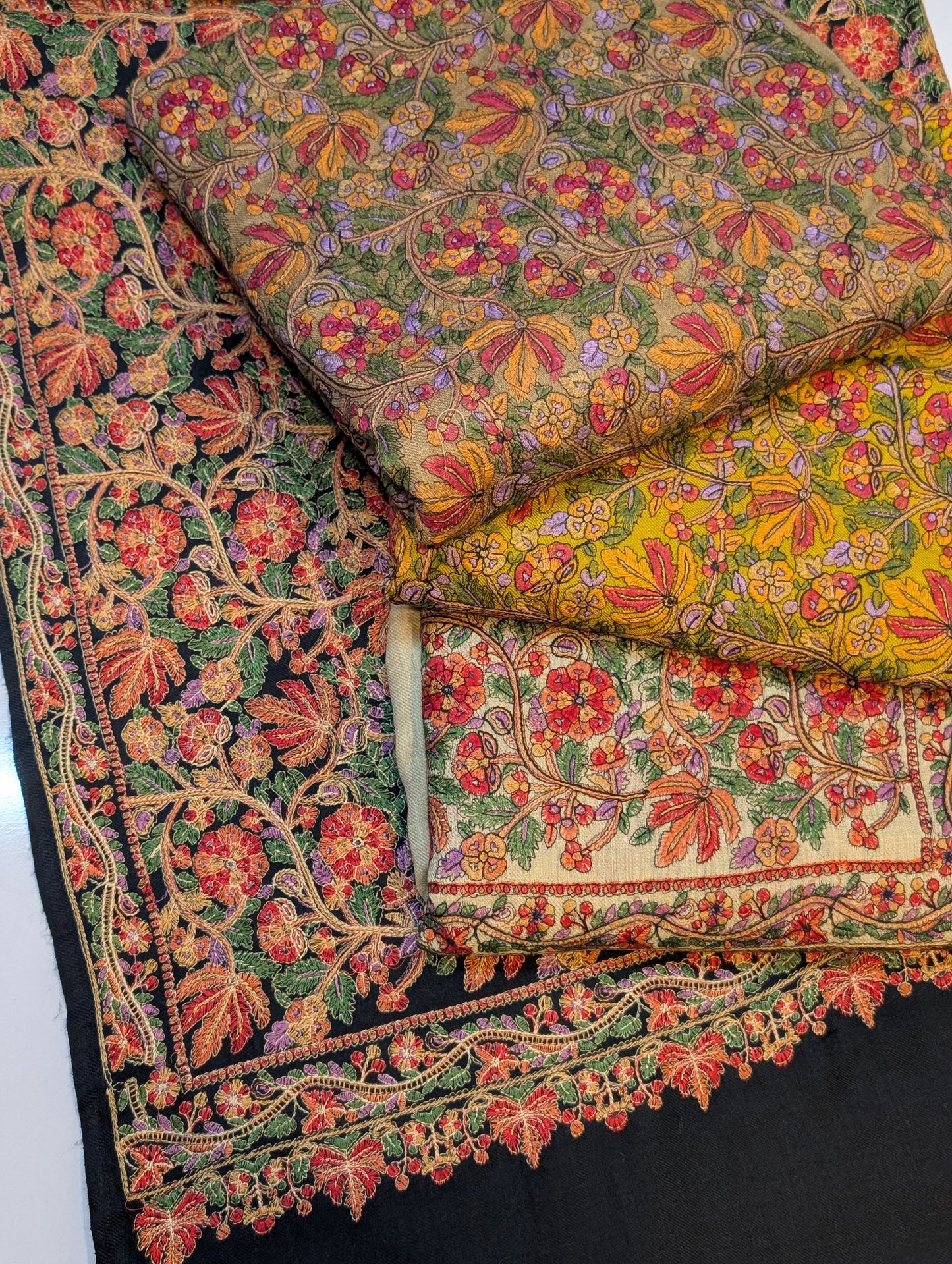 Full Embroidered Jama Jaal Pashmina Shawl | Skin