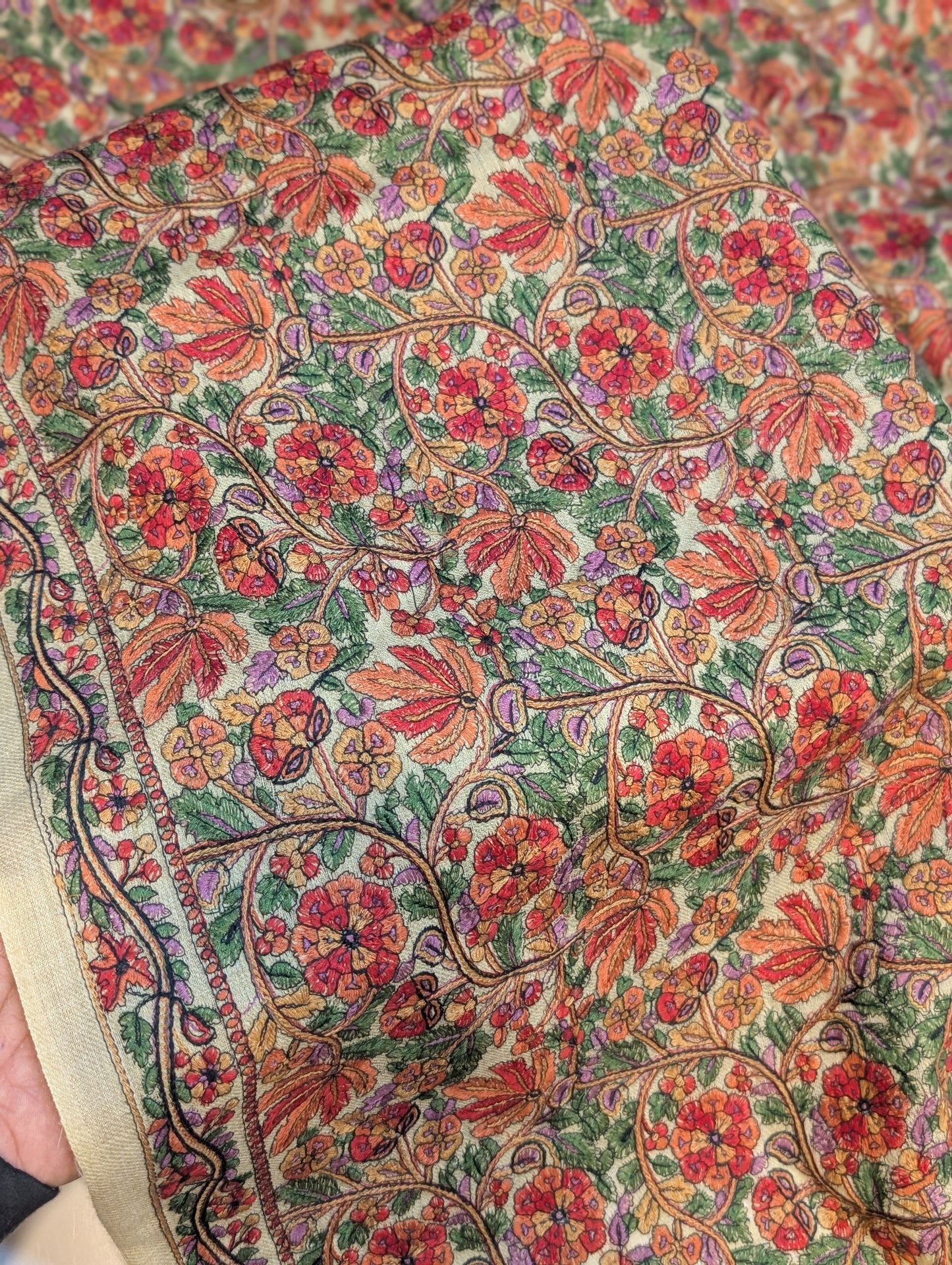 Full Embroidered Jama Jaal Pashmina Shawl | Skin