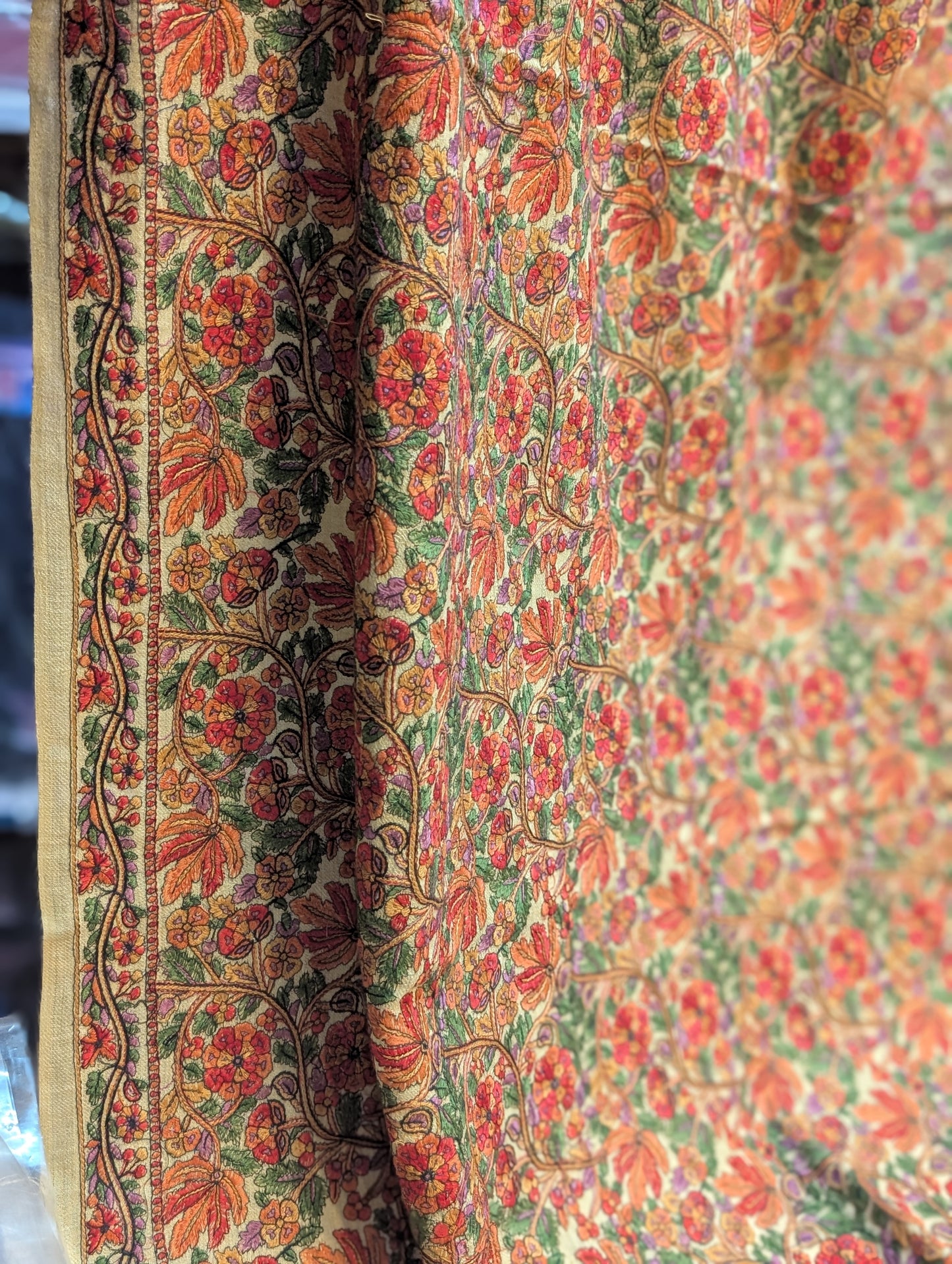 Full Embroidered Jama Jaal Pashmina Shawl | Skin