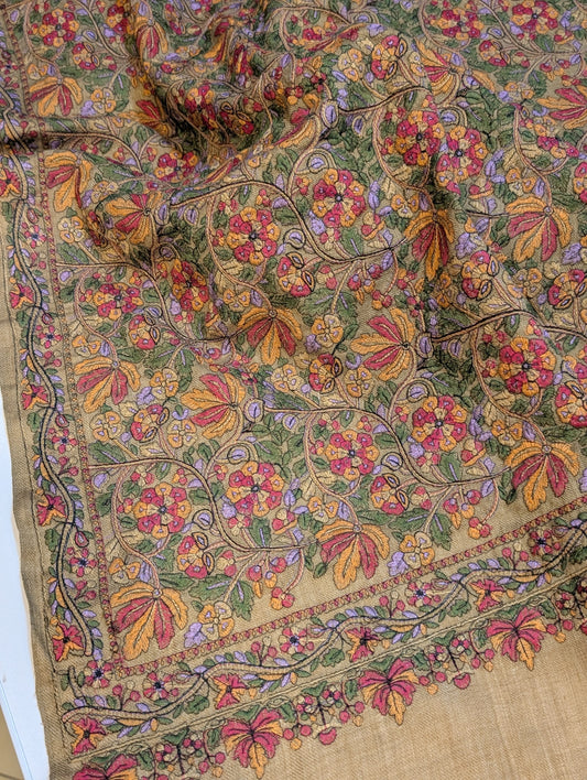 Full Embroidered Jama Jaal Pashmina Shawl | Dark Skin