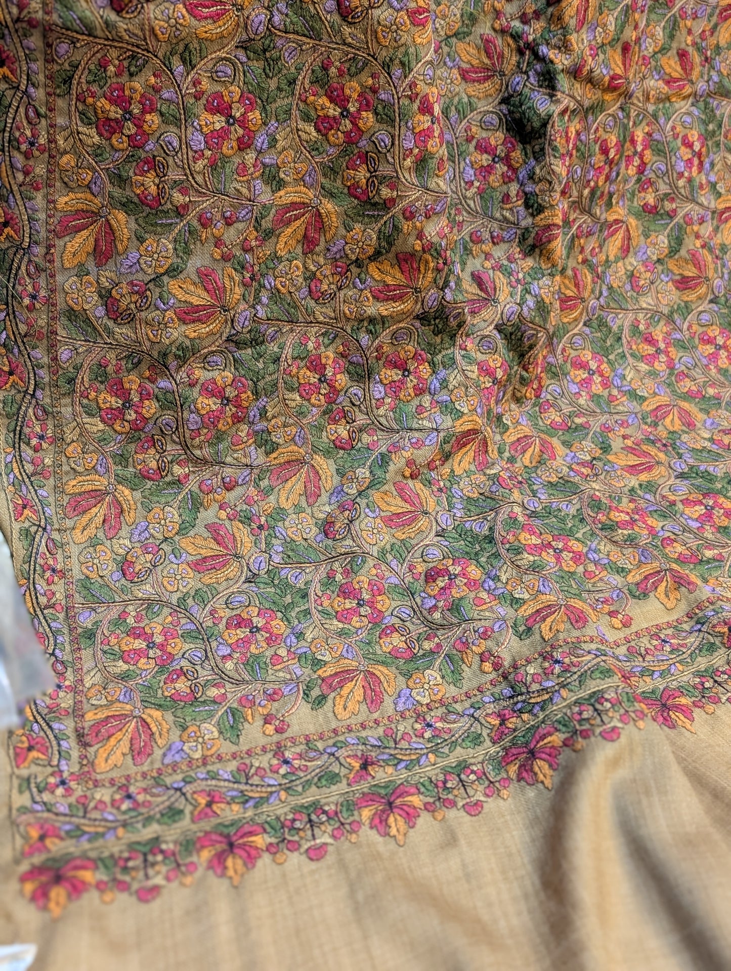 Full Embroidered Jama Jaal Pashmina Shawl | Dark Skin