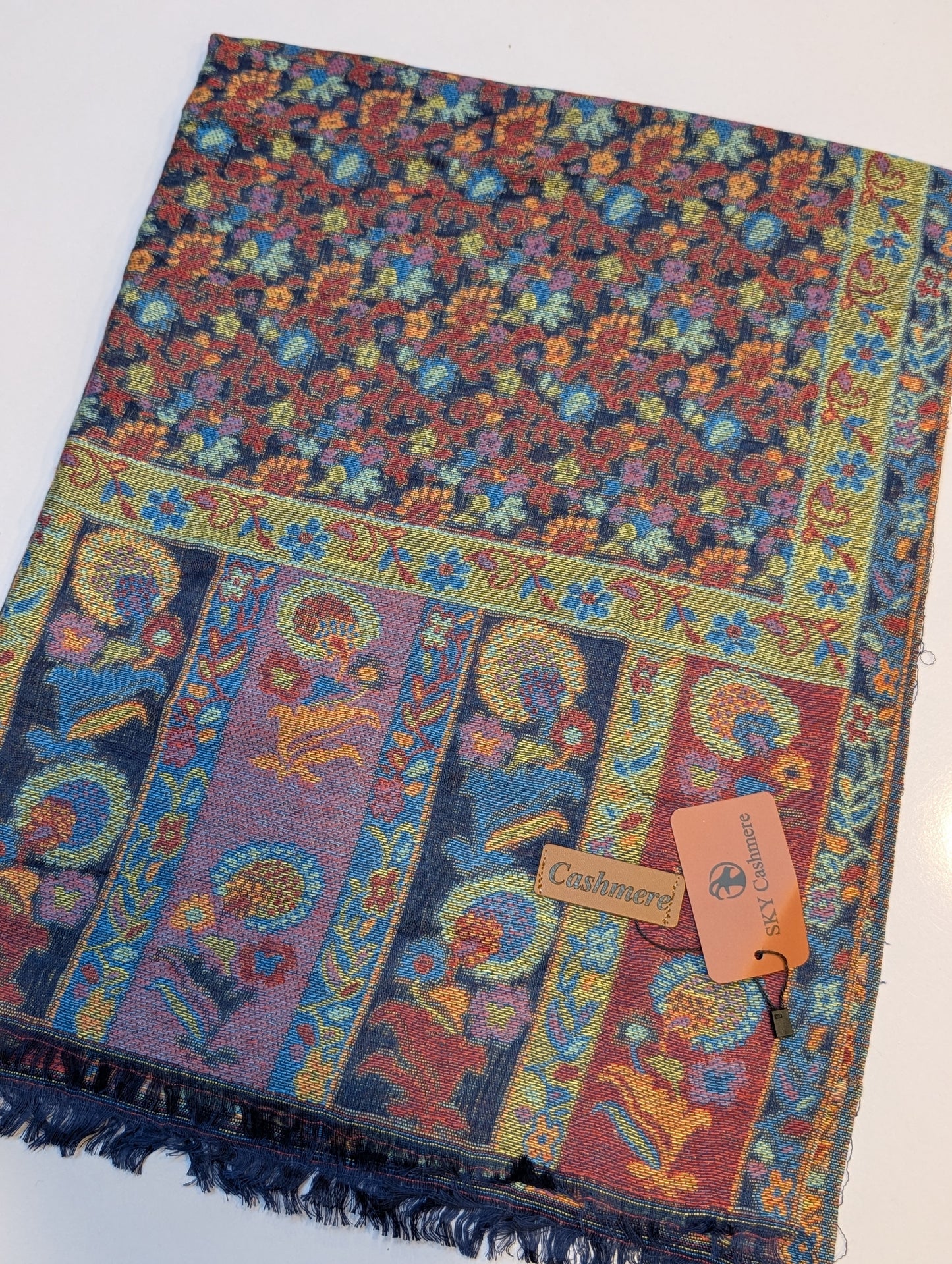 Kani Stole Sky Cashmere Acrylic Wool | Weaved Kani Wool Stole blue