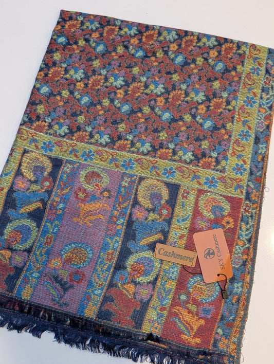 Kani Stole Sky Cashmere Acrylic Wool | Weaved Kani Wool Stole blue