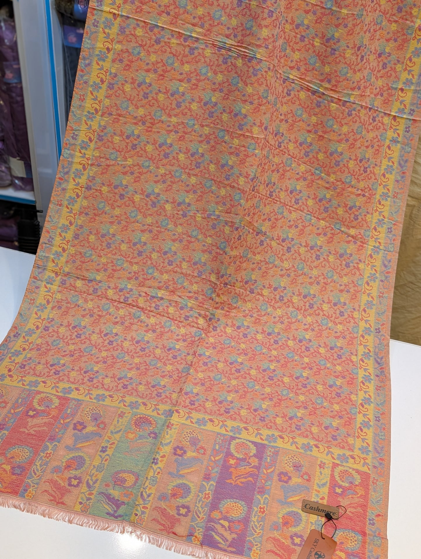 Kani Stole Sky Cashmere Acrylic Wool | Weaved Kani Wool Stole