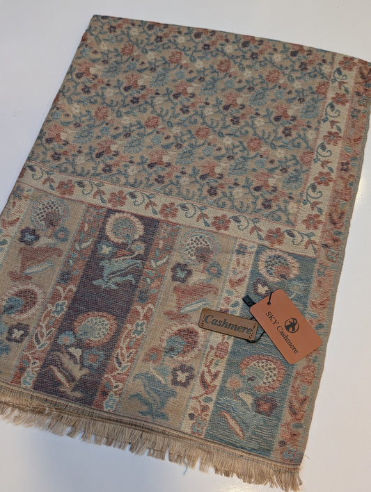 Kani Stole Sky Cashmere Acrylic Wool | Weaved Kani Wool Stole Break