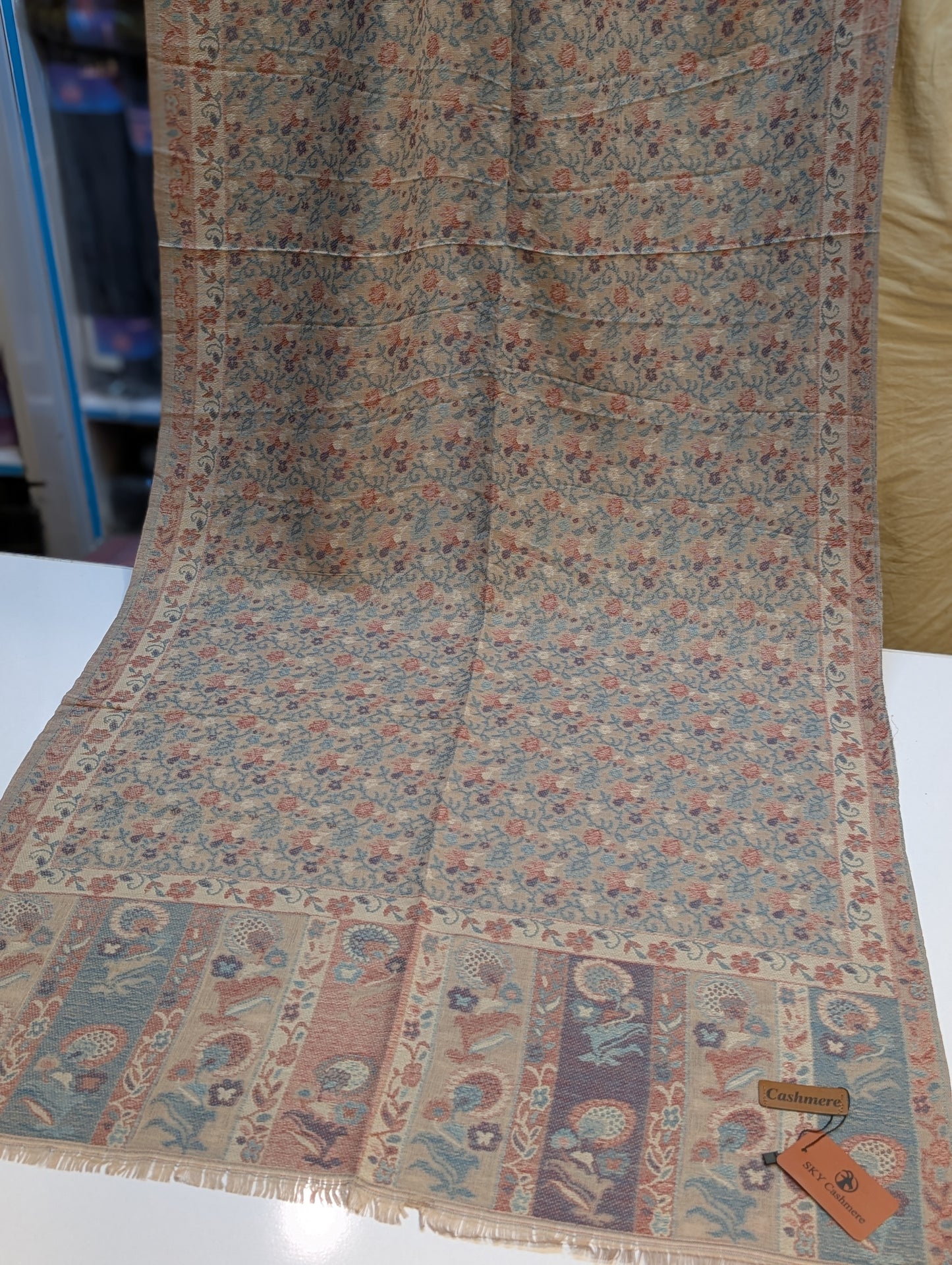 Kani Stole Sky Cashmere Acrylic Wool | Weaved Kani Wool Stole Break