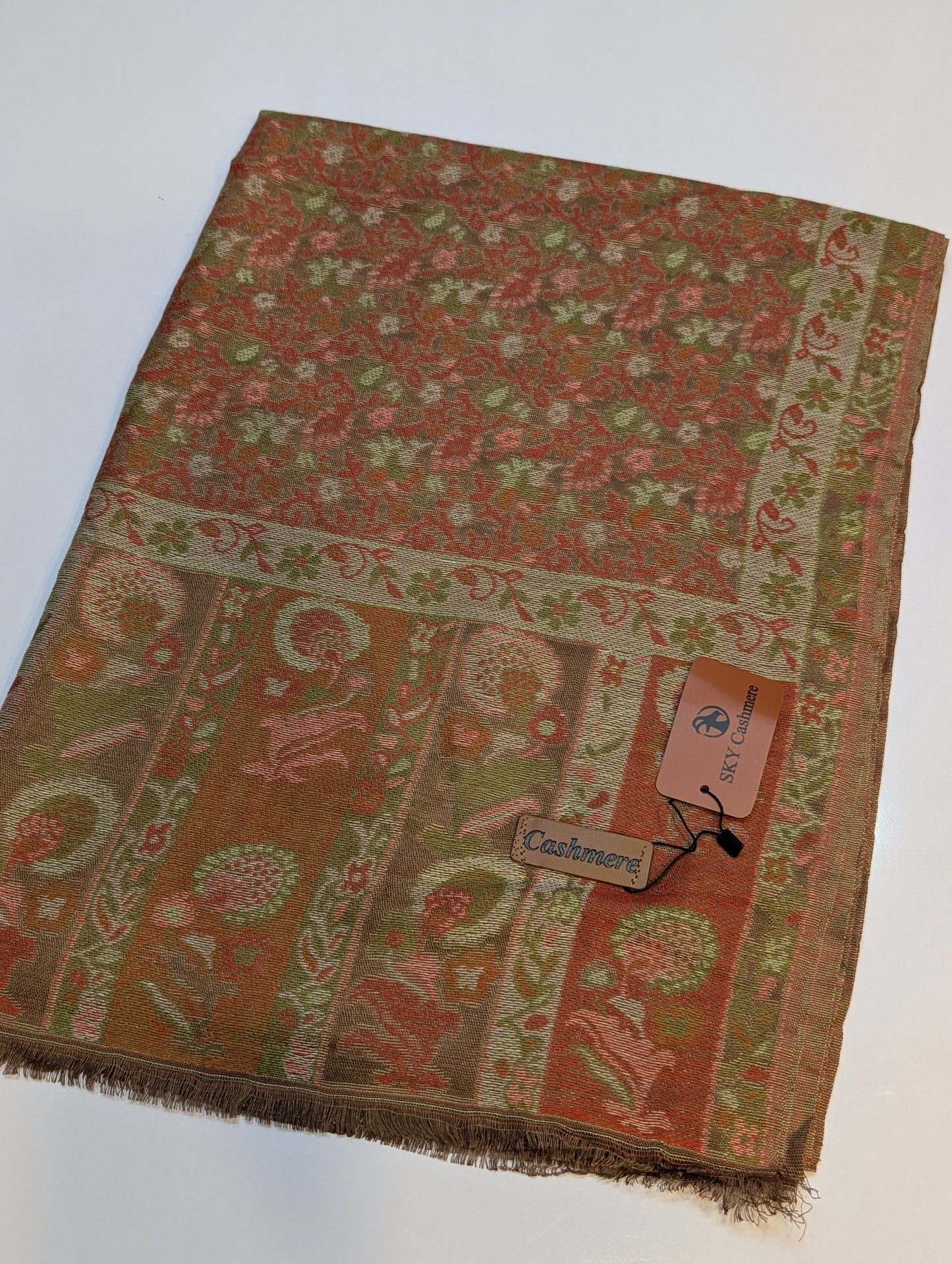 Kani Stole Sky Cashmere Acrylic Wool | Weaved Kani Wool Stole Rust