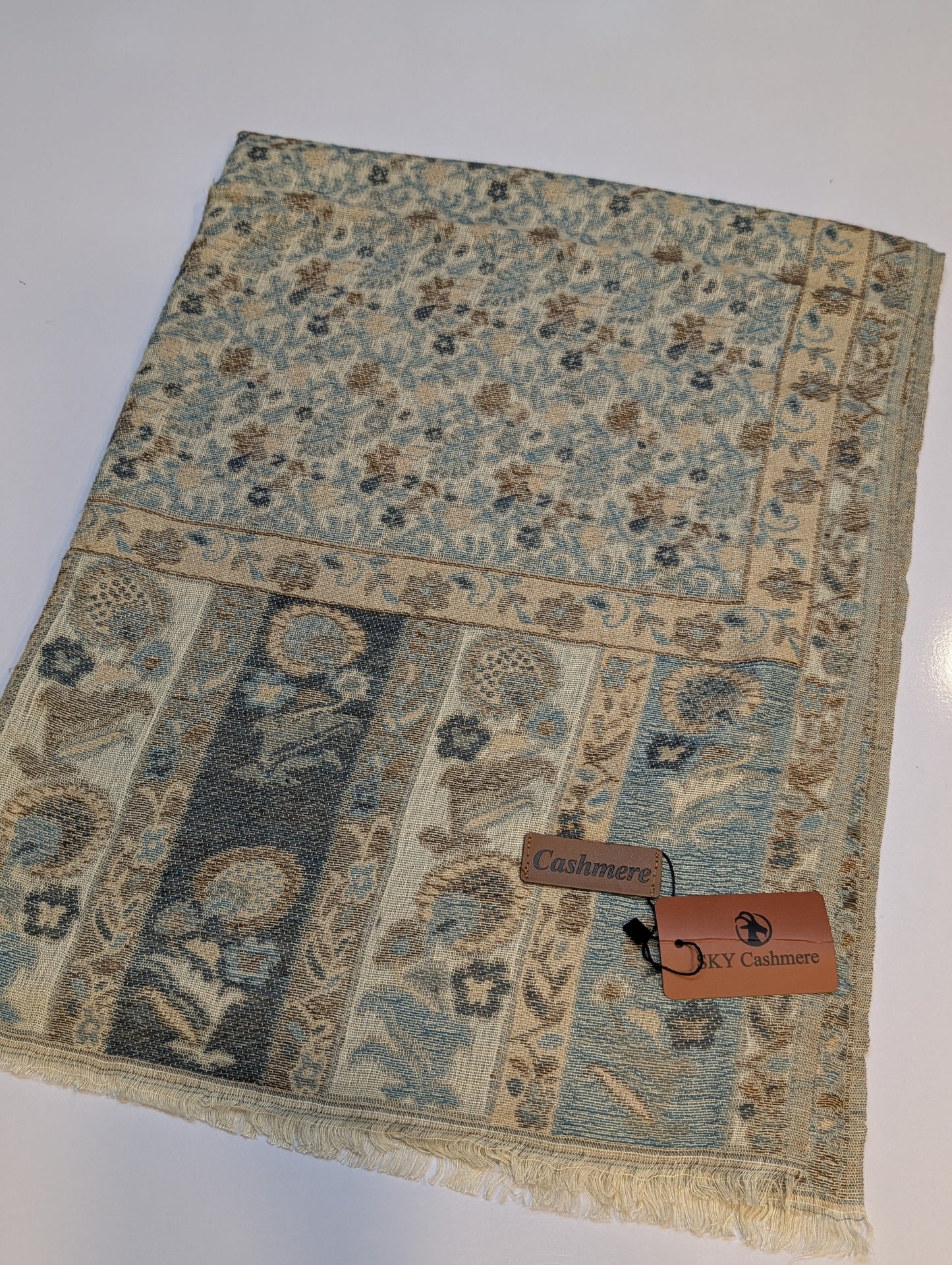 Kani Stole Sky Cashmere Acrylic Wool | Weaved Kani Wool Stole Skin farozi