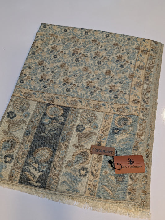 Kani Stole Sky Cashmere Acrylic Wool | Weaved Kani Wool Stole Skin farozi