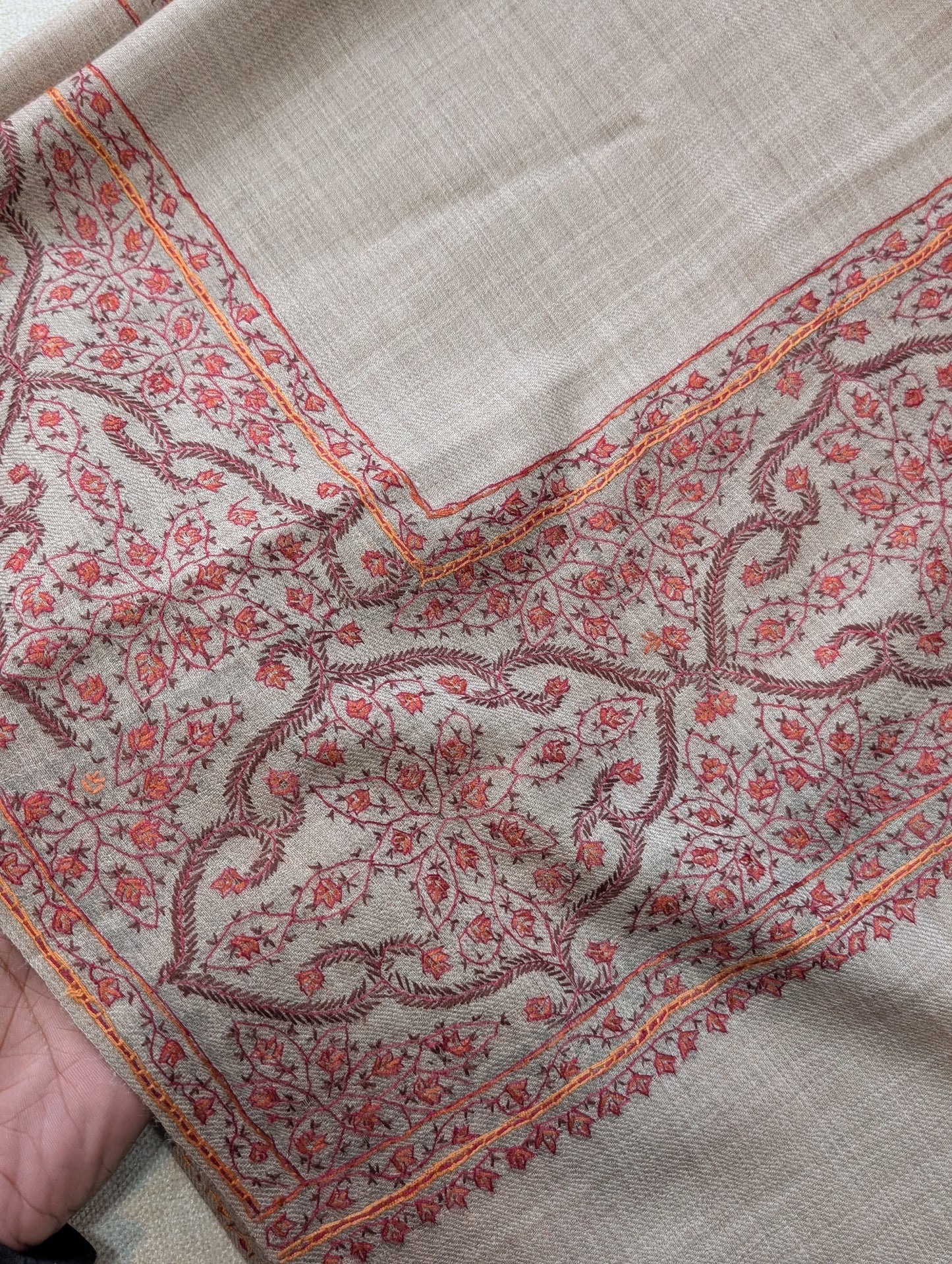 Kashmiri Shawl | Handmade Border Embroidery Made in Kashmir Pure Pashmina