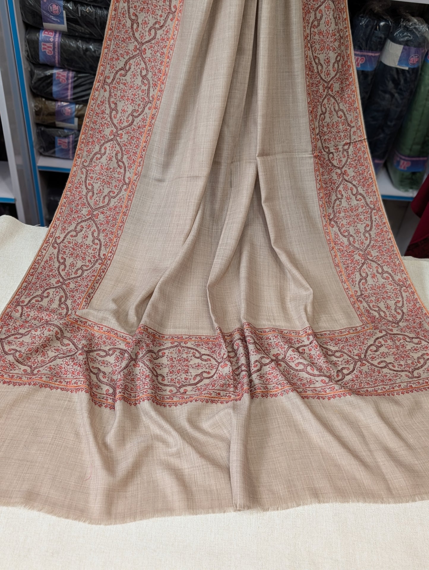 Kashmiri Shawl | Handmade Border Embroidery Made in Kashmir Pure Pashmina