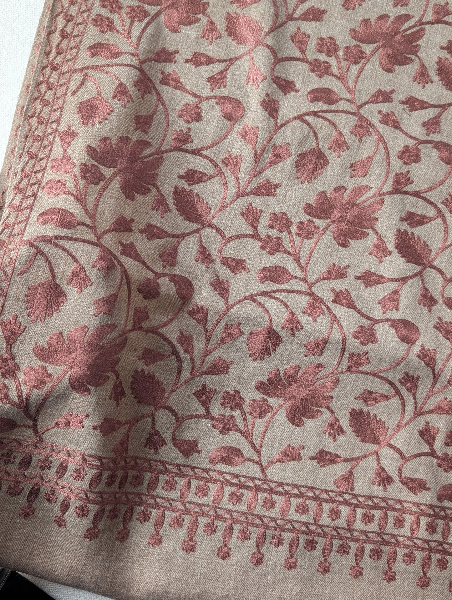 Brown Pashmina Embroidered Shawl | Kashmiri Aar Work Embroidery Perfect Gift in Sale Price