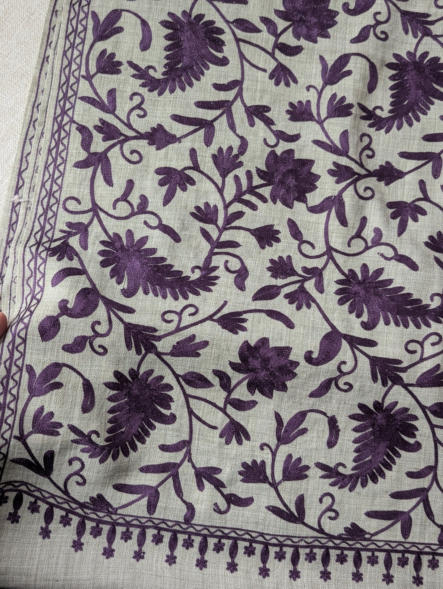 Purple Pashmina Embroidered Shawl | Kashmiri Aar Work Embroidery Perfect Gift in Sale Price