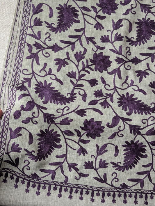 Purple Pashmina Embroidered Shawl | Kashmiri Aar Work Embroidery Perfect Gift in Sale Price