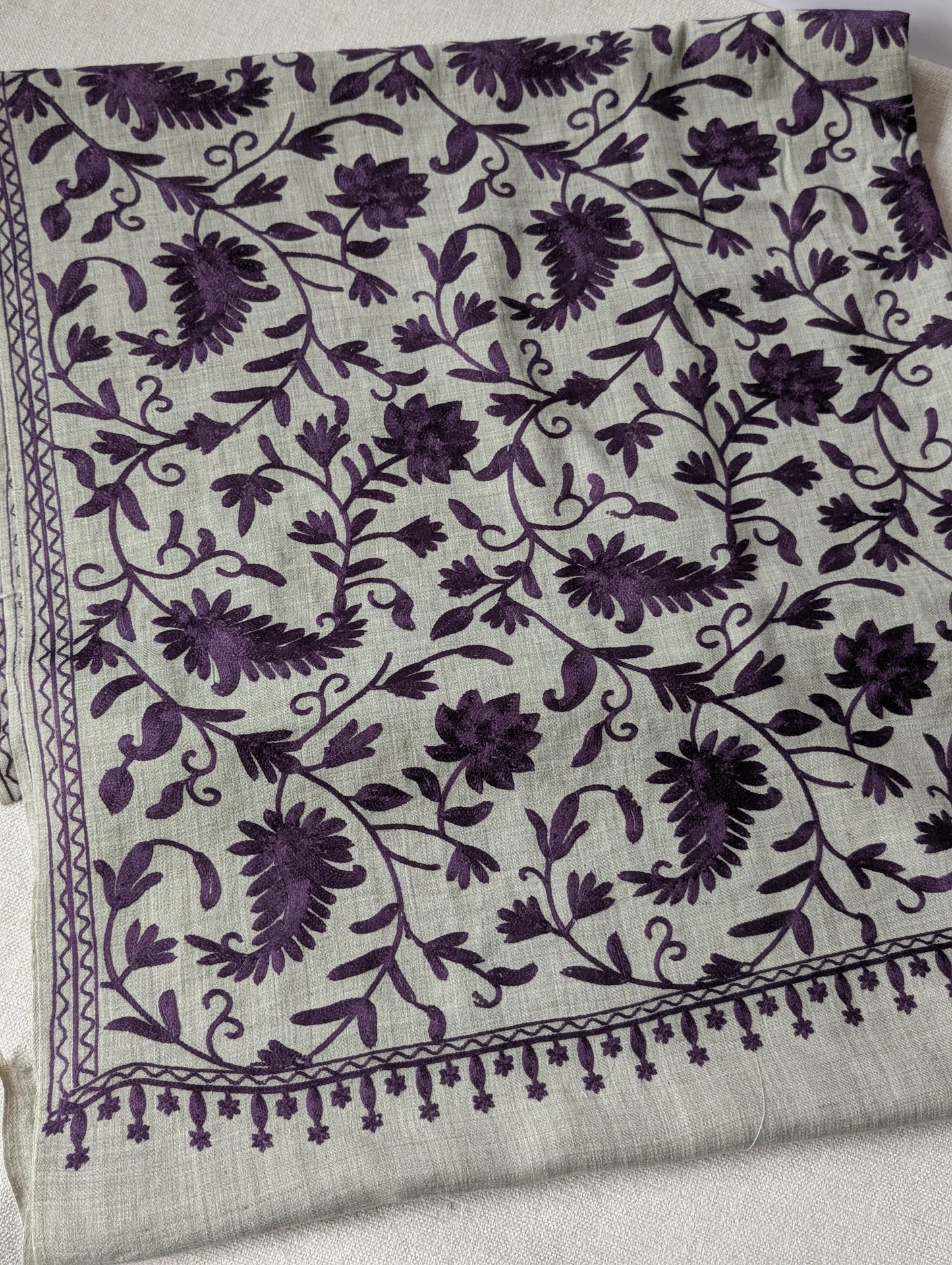 Purple Pashmina Embroidered Shawl | Kashmiri Aar Work Embroidery Perfect Gift in Sale Price