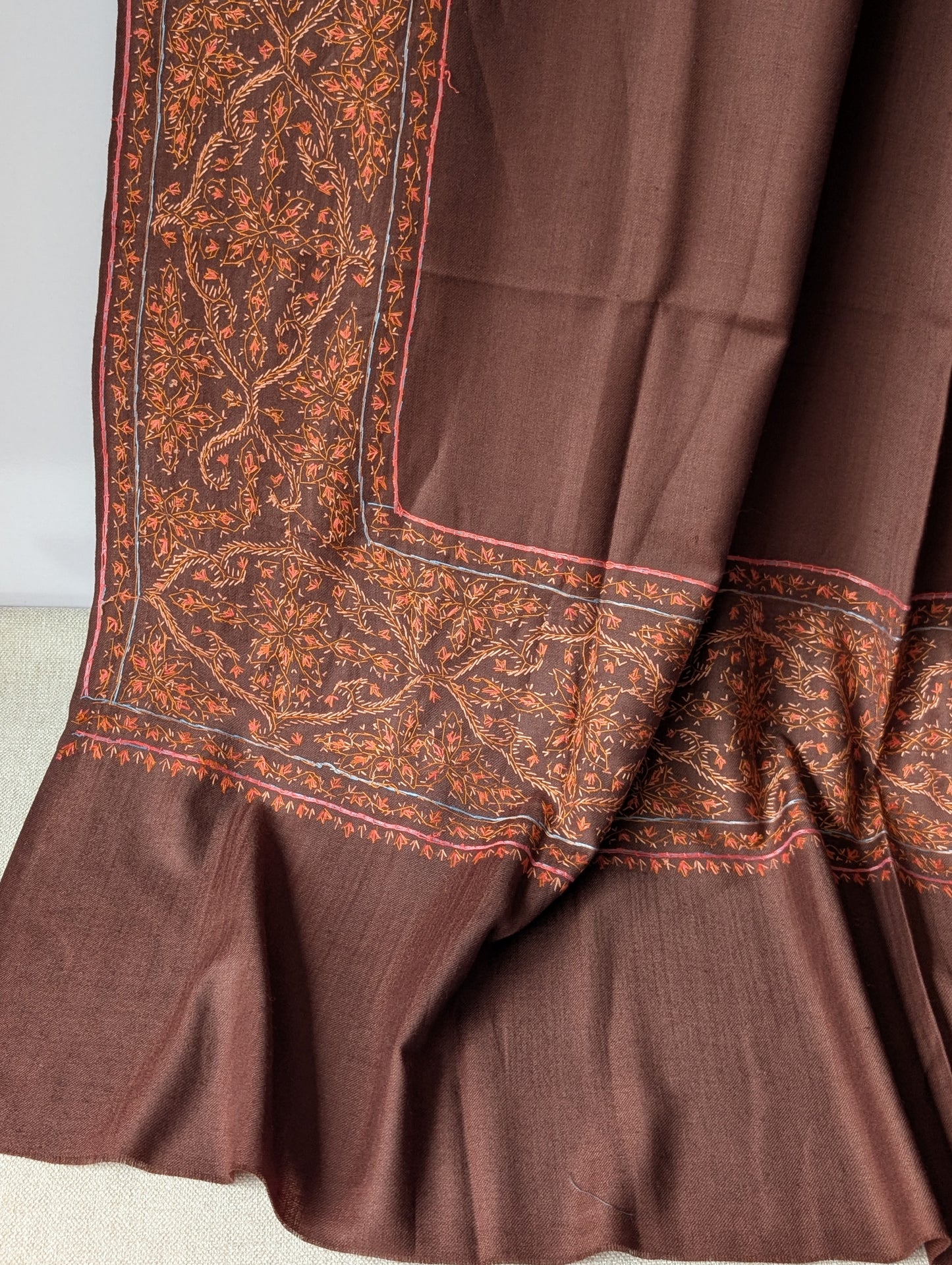 Kashmiri Shawl | Handmade Border Embroidery Made in Kashmir Pure Pashmina