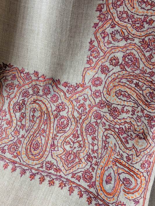Kashmiri Shawl | Handmade Border Embroidery Made in Kashmir Pure Pashmina