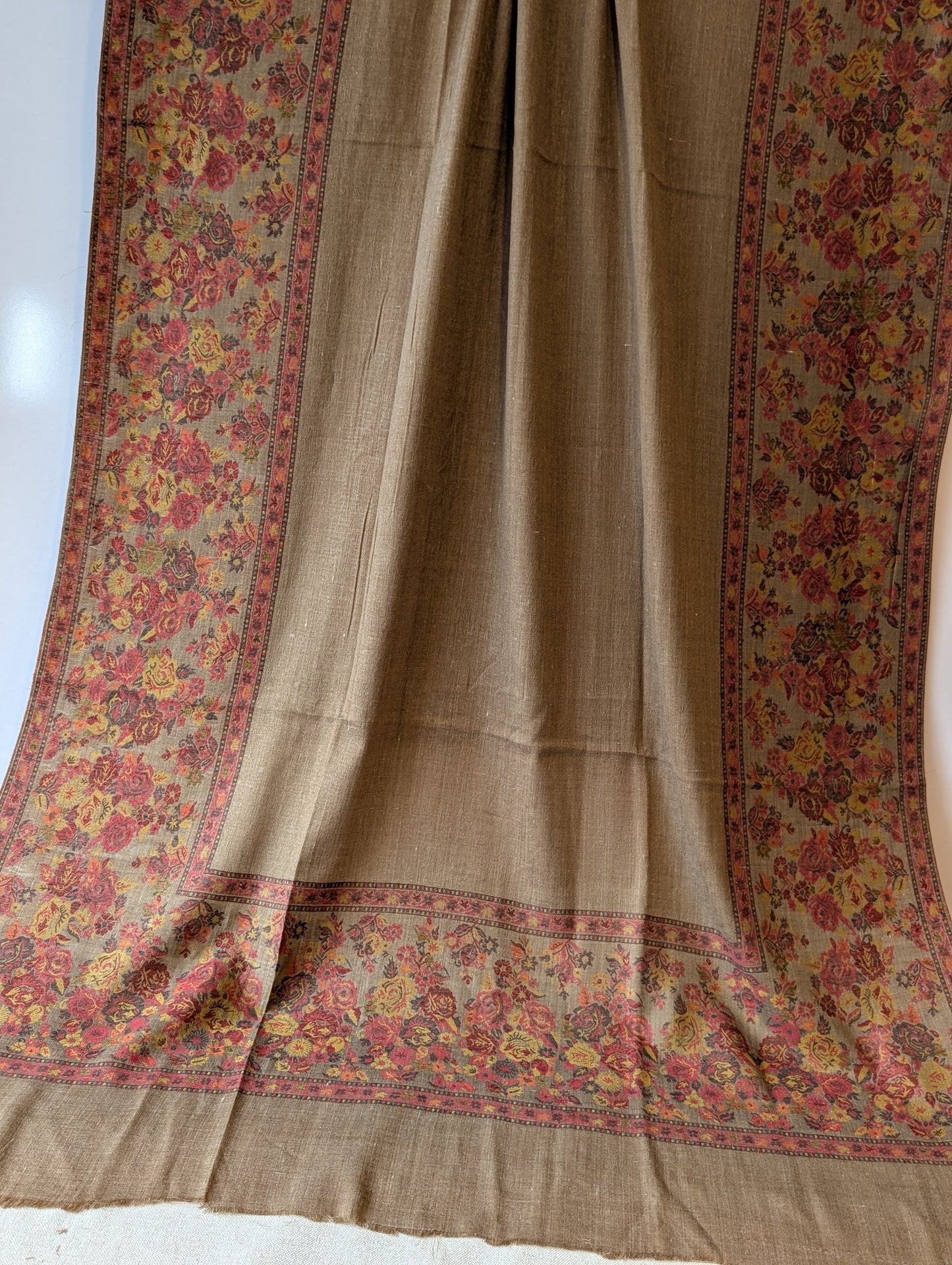 Pashmina Wool Kani Border Shawl in Full Size Multi Color Skin