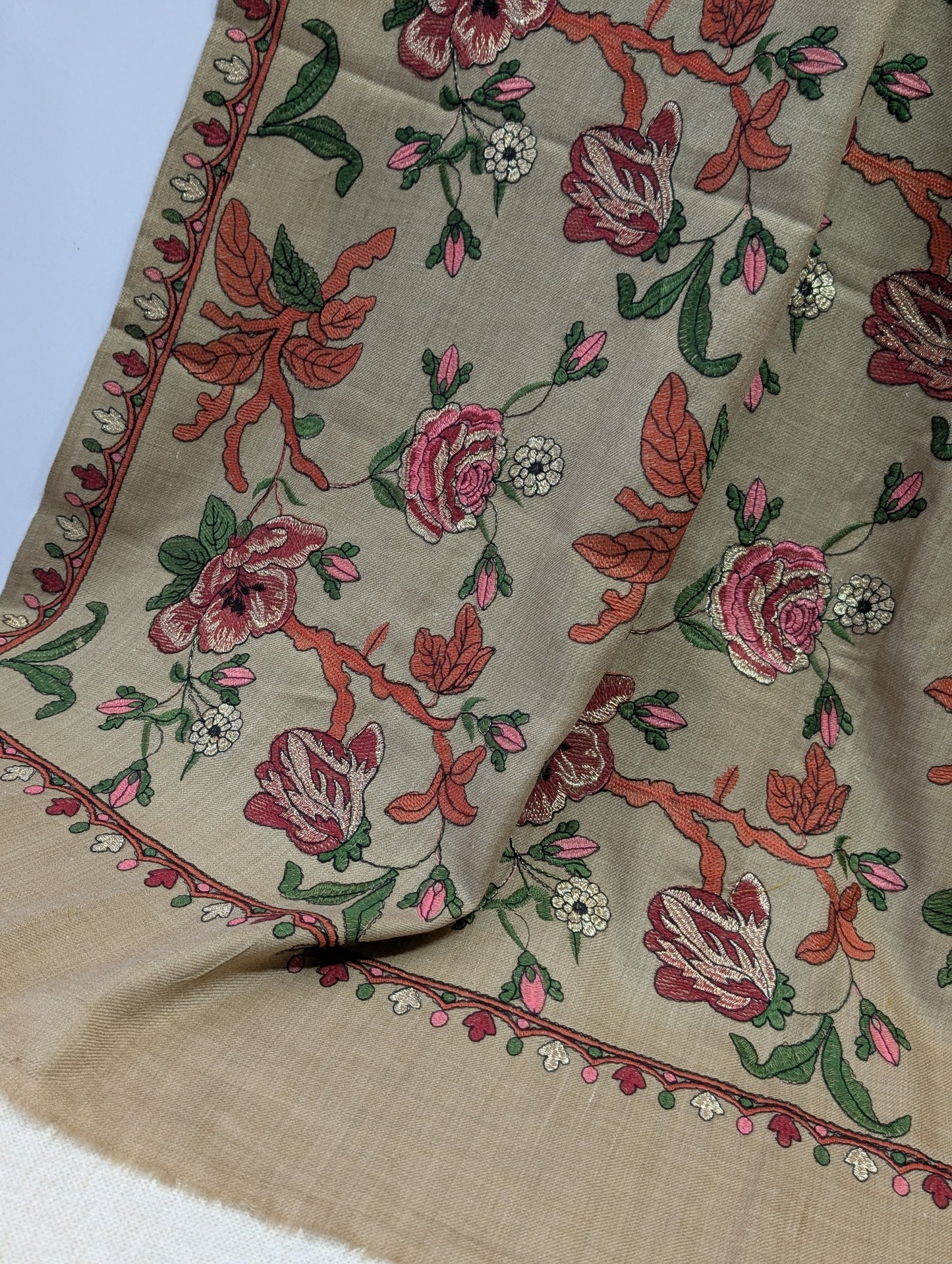 Skin Gulabkar Pashmina Embroidered Shawl Fancy Tilla and Thread Work Perfect Gift