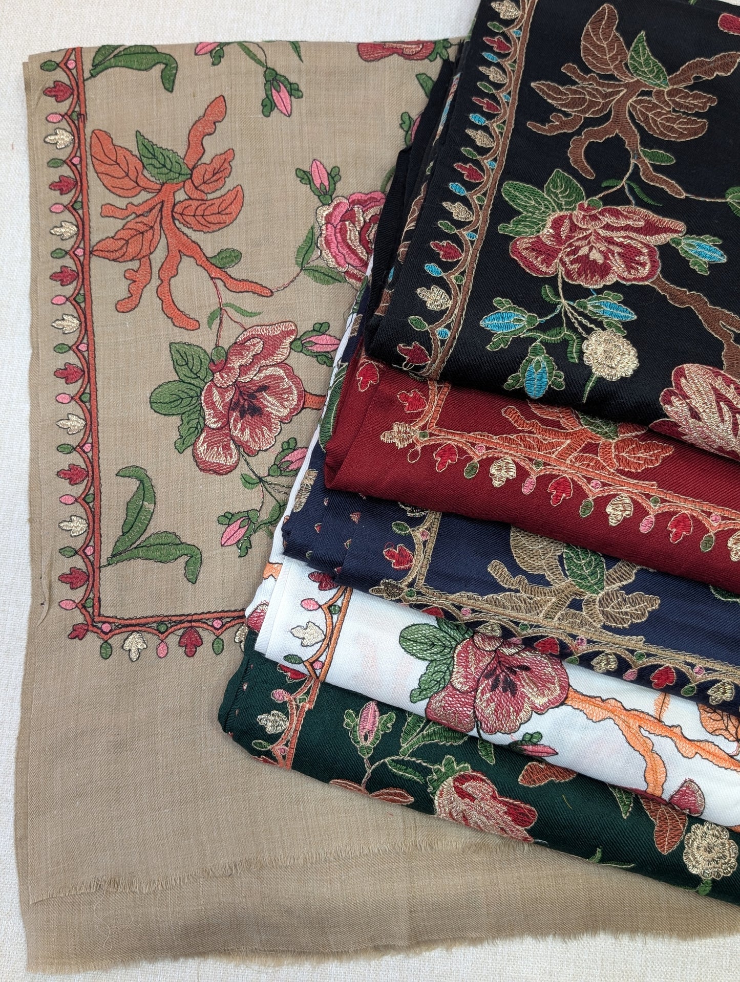 Maroon Gulabkar Pashmina Embroidered Shawl Fancy Tilla and Thread Work Perfect Gift