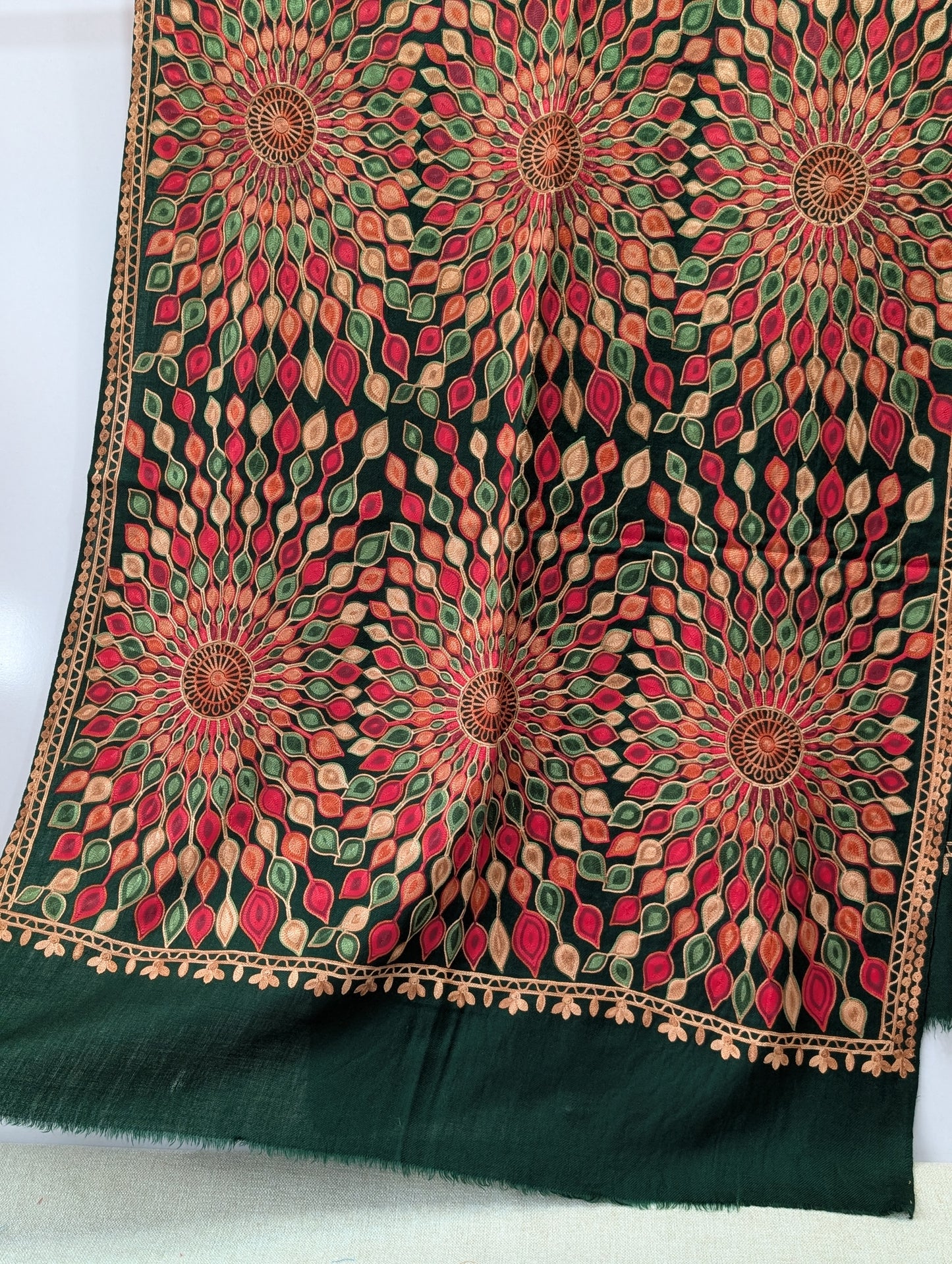 Pashmina Stole Suraj Jaal Full Embroidery Kashmiri Work in Sale Price perfect Gift