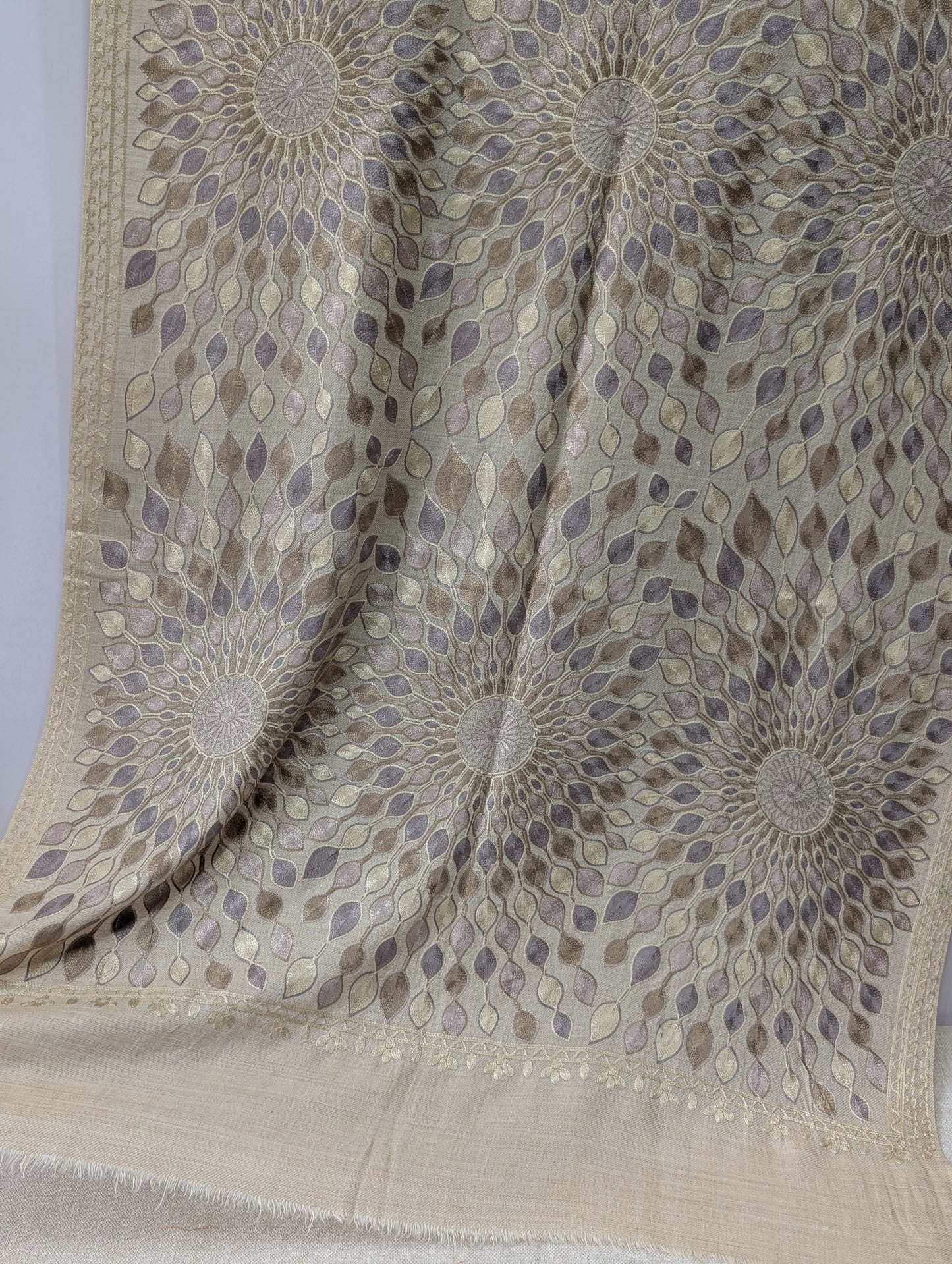 Pashmina Stole Suraj Jaal Full Embroidery Kashmiri Work in Sale Price perfect Gift