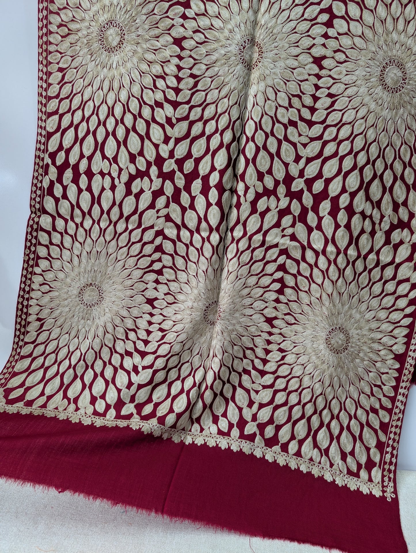 Pashmina Stole Suraj Jaal Full Embroidery Kashmiri Work in Sale Price perfect Gift