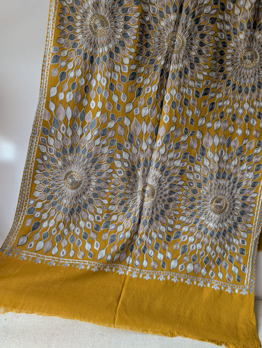 Pashmina Stole Suraj Jaal Full Embroidery Kashmiri Work in Sale Price perfect Gift