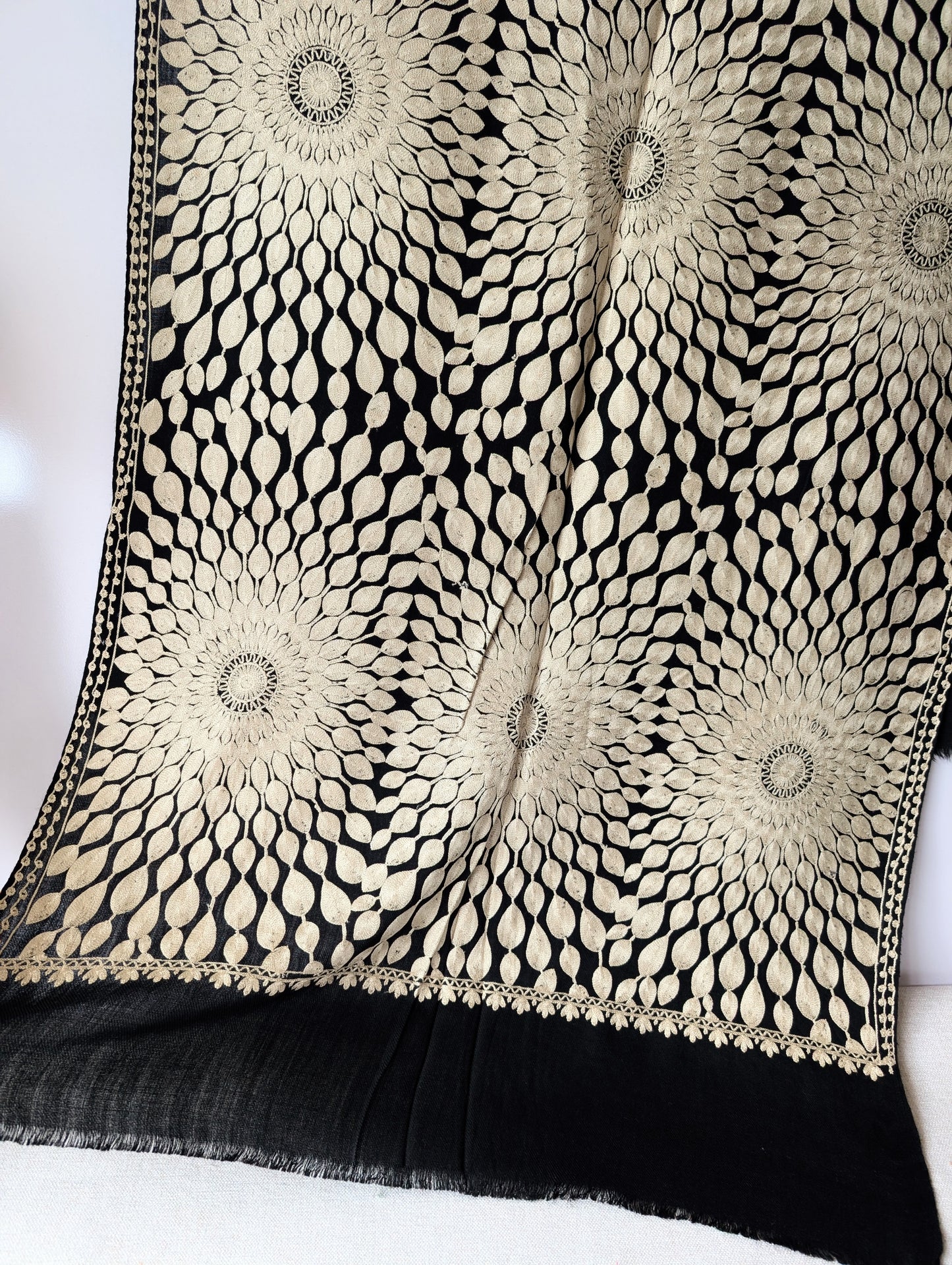 Pashmina Stole Suraj Jaal Full Embroidery Kashmiri Work in Sale Price perfect Gift
