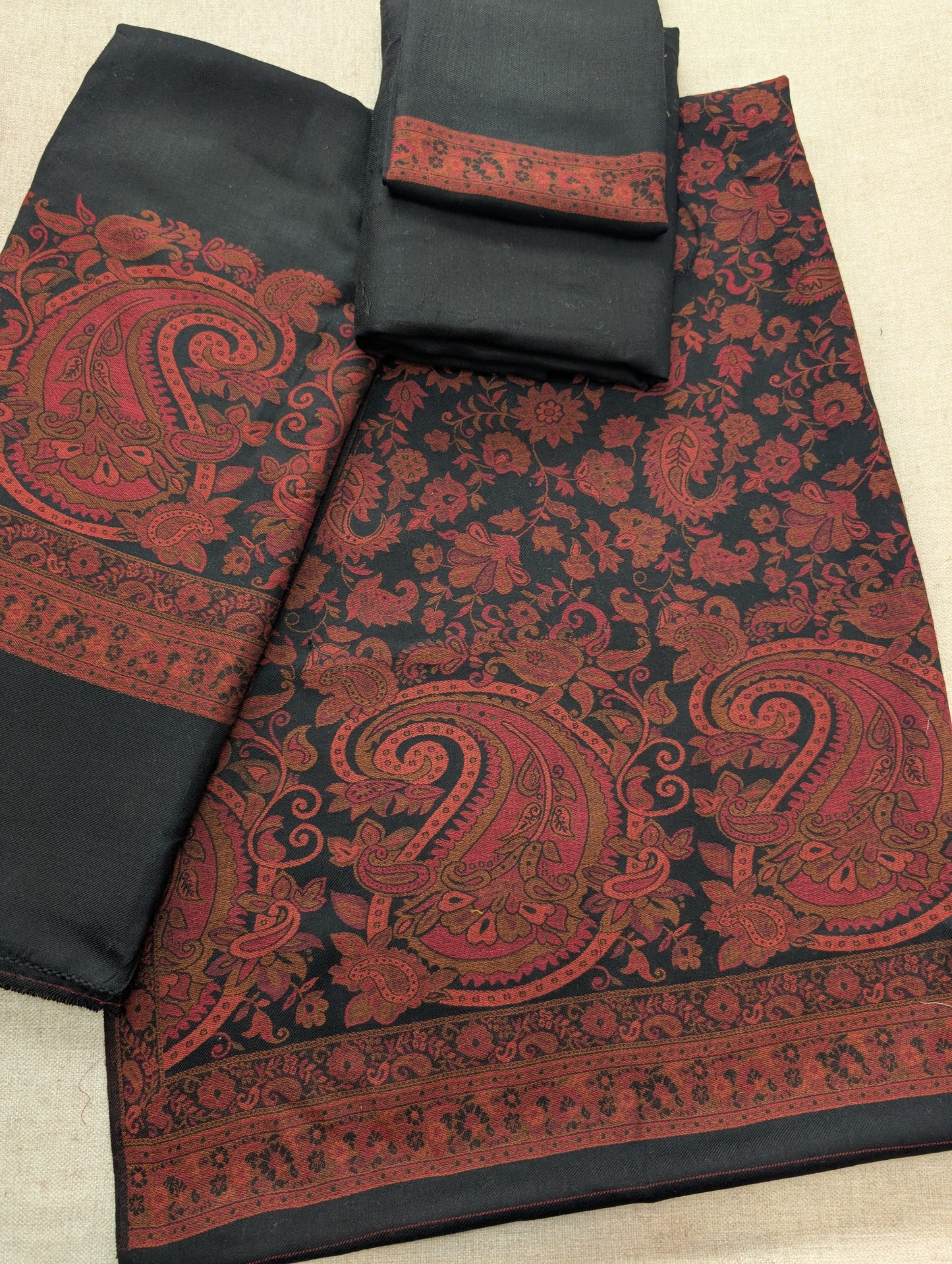 Special Kani 3 Piece Unstitched Suit | Black Jaal