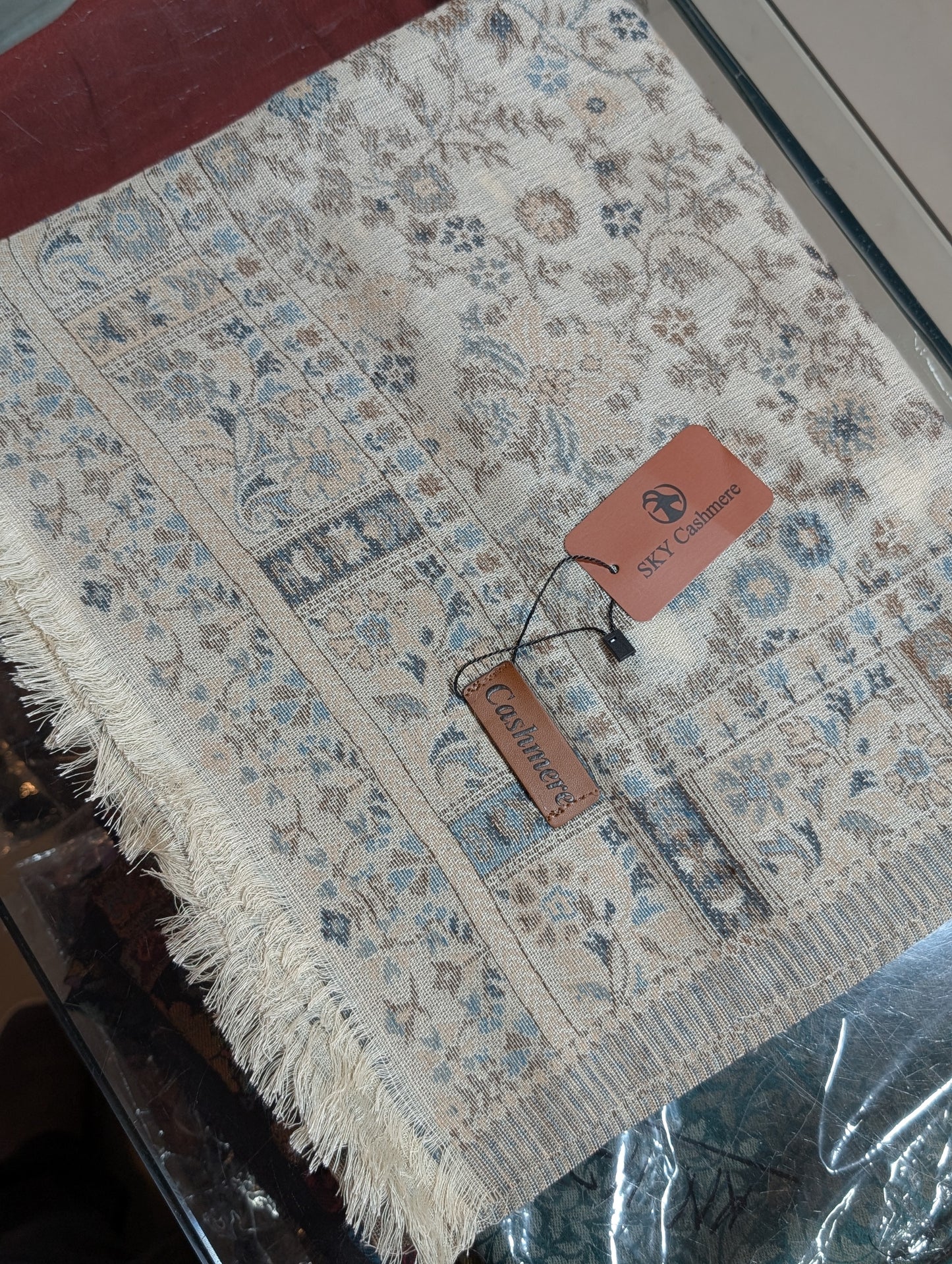 New Kani Stole Sky Cashmere Acrylic Wool | Weaved Kani Wool Stole | Light Skin