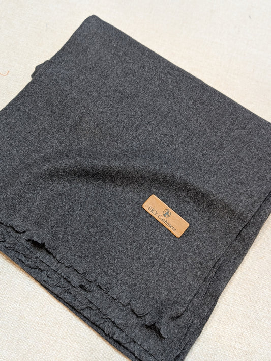 Plain Stole Sky Cashmere Soft Like Toosh Stole in Large Size | Dark Grey
