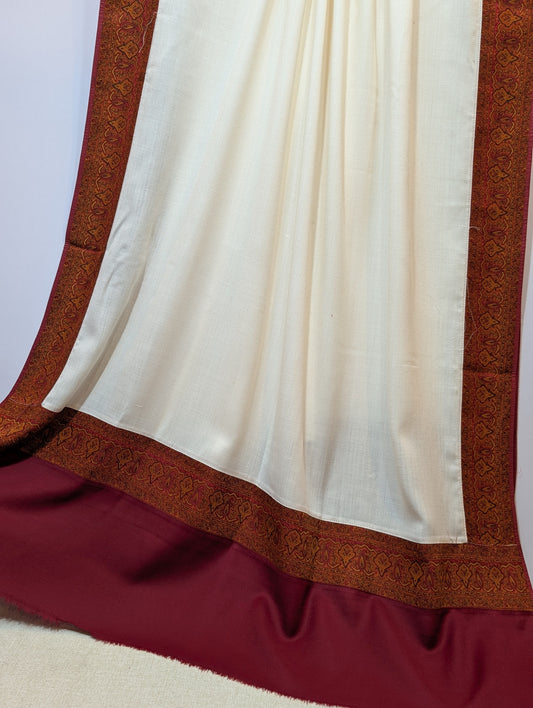 Kani Border Pashmina Shawl | Perfect Gift Item in Sale Price | White